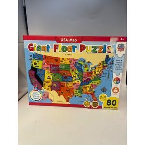 Masterpieces GIANT USA MAP Floor Puzzle/Jumbo Size 80 Piece Puzzle For Kids NIB